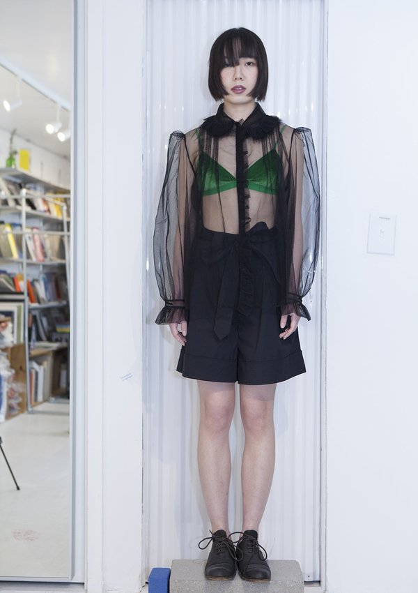 VINTAGE SIMONE ROCHA Bubble Sleeves Mesh Shirt - BLACK VINTAGE SIMONE ROCHA Bubble Sleeves Mesh Shirt - BLACK