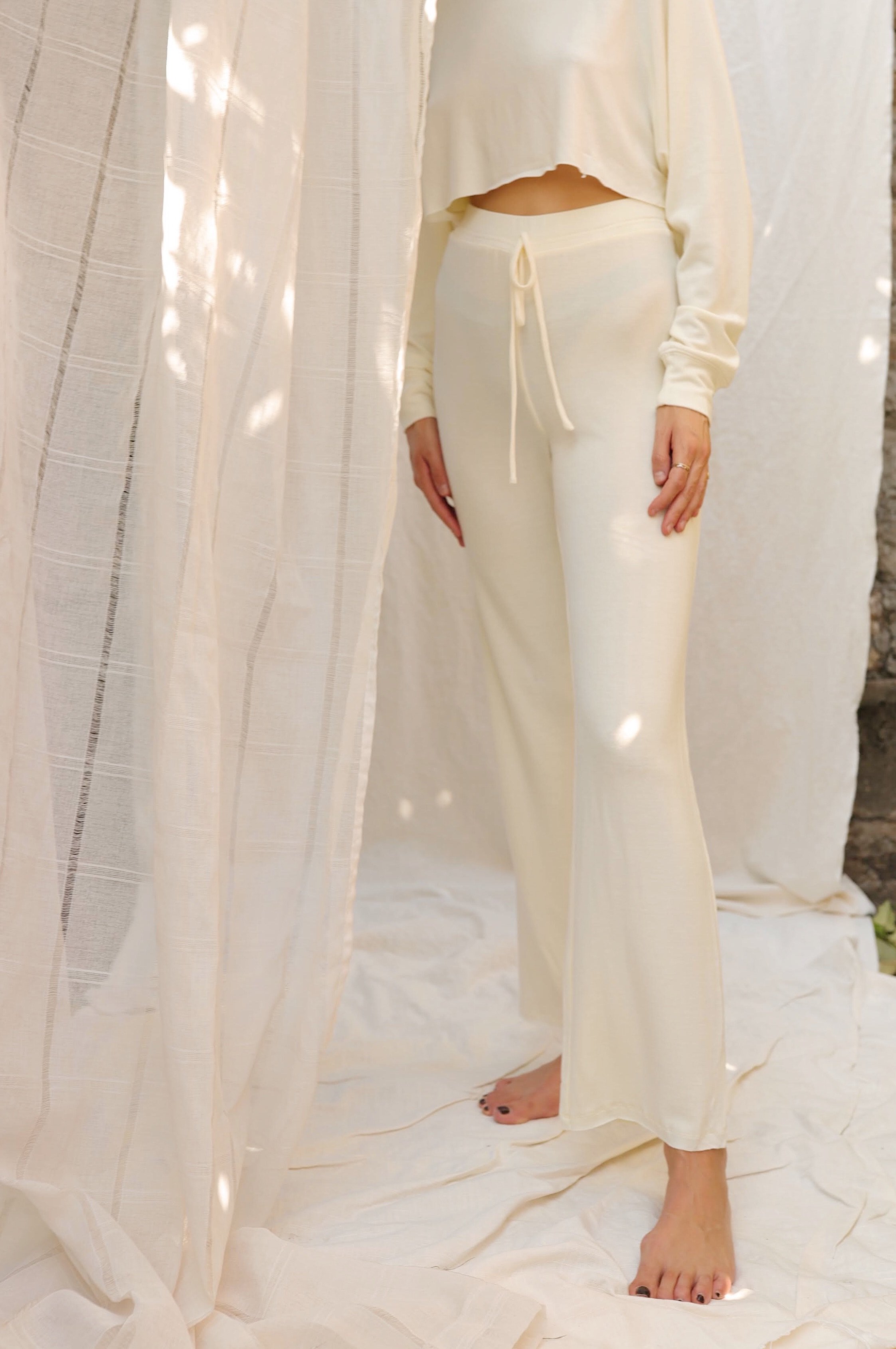 NIA Soft Knit Pants Ivory Garmentory