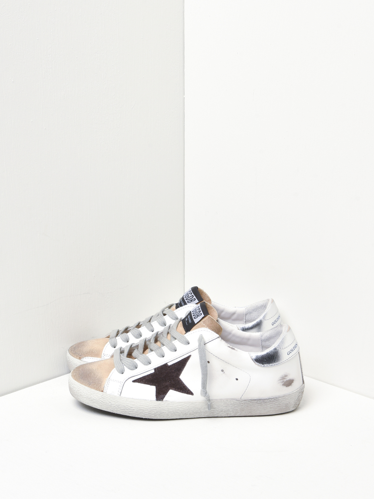  Superstar Leather Upper Suede Star Laminated Heel Mens Sneaker Golden Goose Super-Star Leather Upper Suede Star Laminated  main image 2