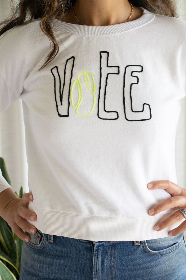 Jake and Jones Get Out the Vote Embroidered Sweatshirt - WHITE Jake and Jones Get Out the Vote Embroidered Sweatshirt - WHITE