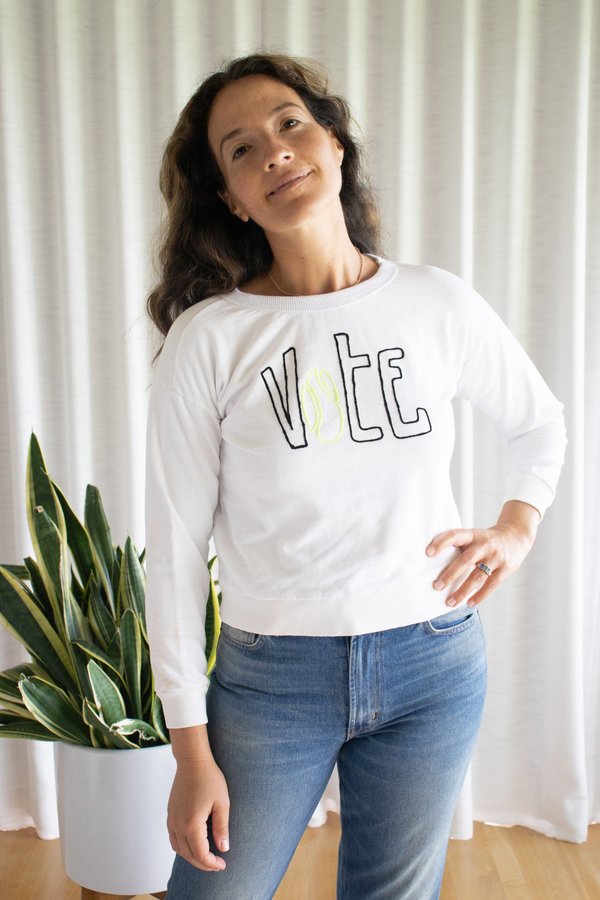 Jake and Jones Get Out the Vote Embroidered Sweatshirt - WHITE Jake and Jones Get Out the Vote Embroidered Sweatshirt - WHITE
