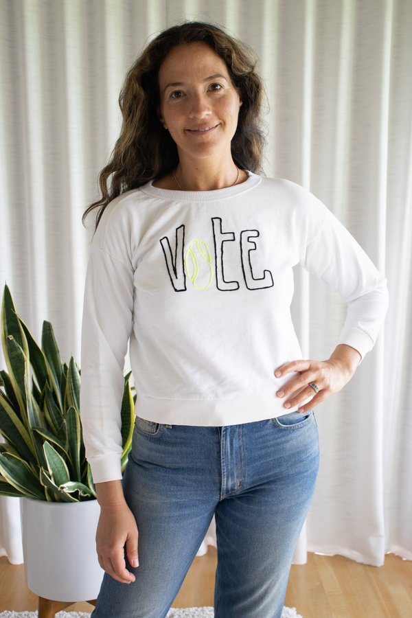 Jake and Jones Get Out the Vote Embroidered Sweatshirt - WHITE Jake and Jones Get Out the Vote Embroidered Sweatshirt - WHITE