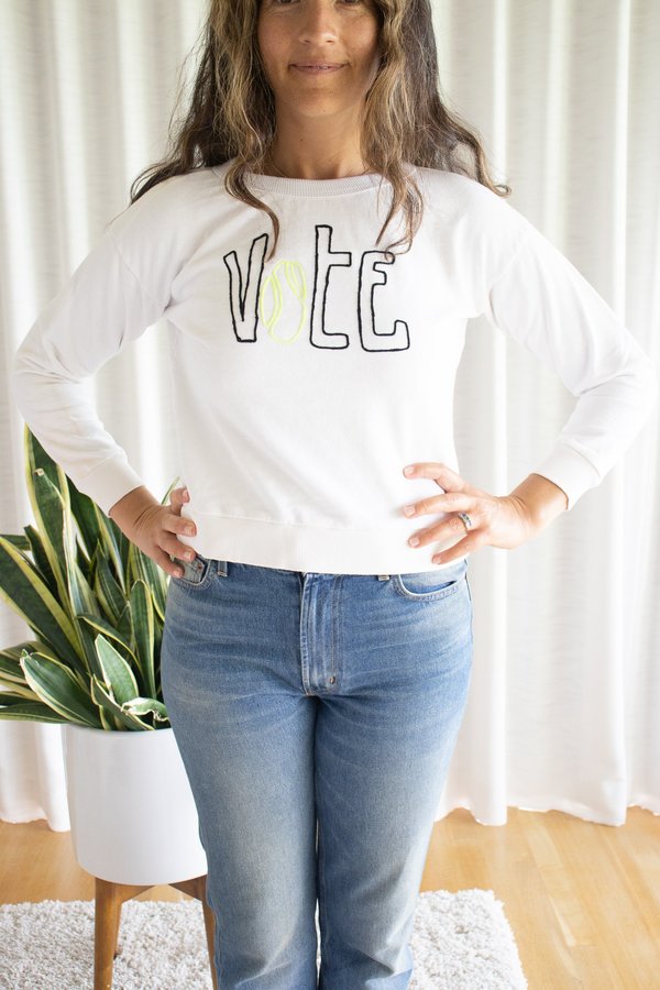 Jake and Jones Get Out the Vote Embroidered Sweatshirt - WHITE Jake and Jones Get Out the Vote Embroidered Sweatshirt - WHITE