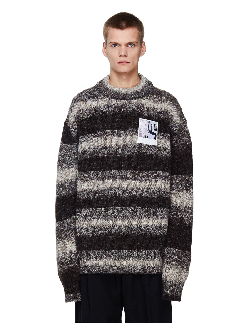 Raf Simons Striped Sweater With Polaroid Patch | Garmentory
