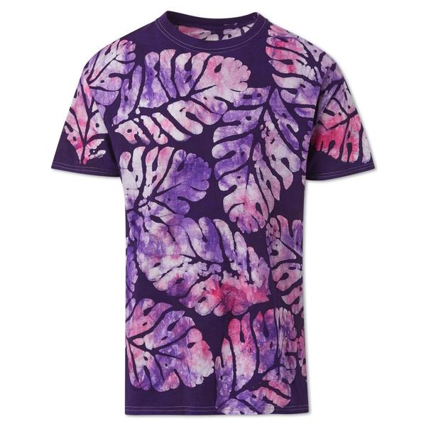 Unisex Studio One Eighty Nine Big Leaf Cotton Hand-Batik T-Shirt - Violet Unisex Studio One Eighty Nine Big Leaf Cotton Hand-Batik T-Shirt - Violet