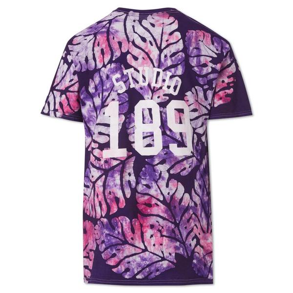 Unisex Studio One Eighty Nine Big Leaf Cotton Hand-Batik T-Shirt - Violet Unisex Studio One Eighty Nine Big Leaf Cotton Hand-Batik T-Shirt - Violet