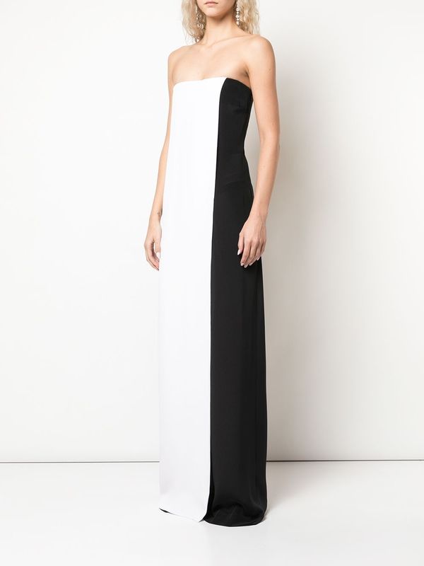 CUSHNIE STRAPLESS COLOR BLOCK JUMPSUIT - BLACK / WHITE CUSHNIE STRAPLESS COLOR BLOCK JUMPSUIT - BLACK / WHITE