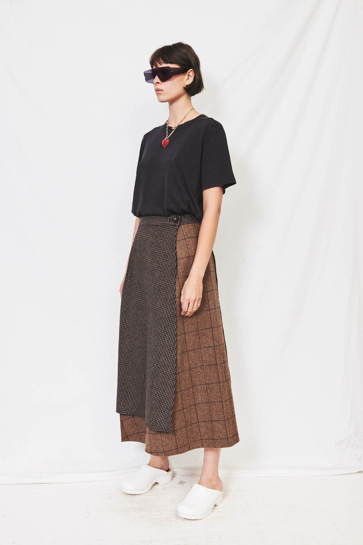 HIDDEN FOREST MARKET Check Mixed Wool Skirt - Image 3 of 5