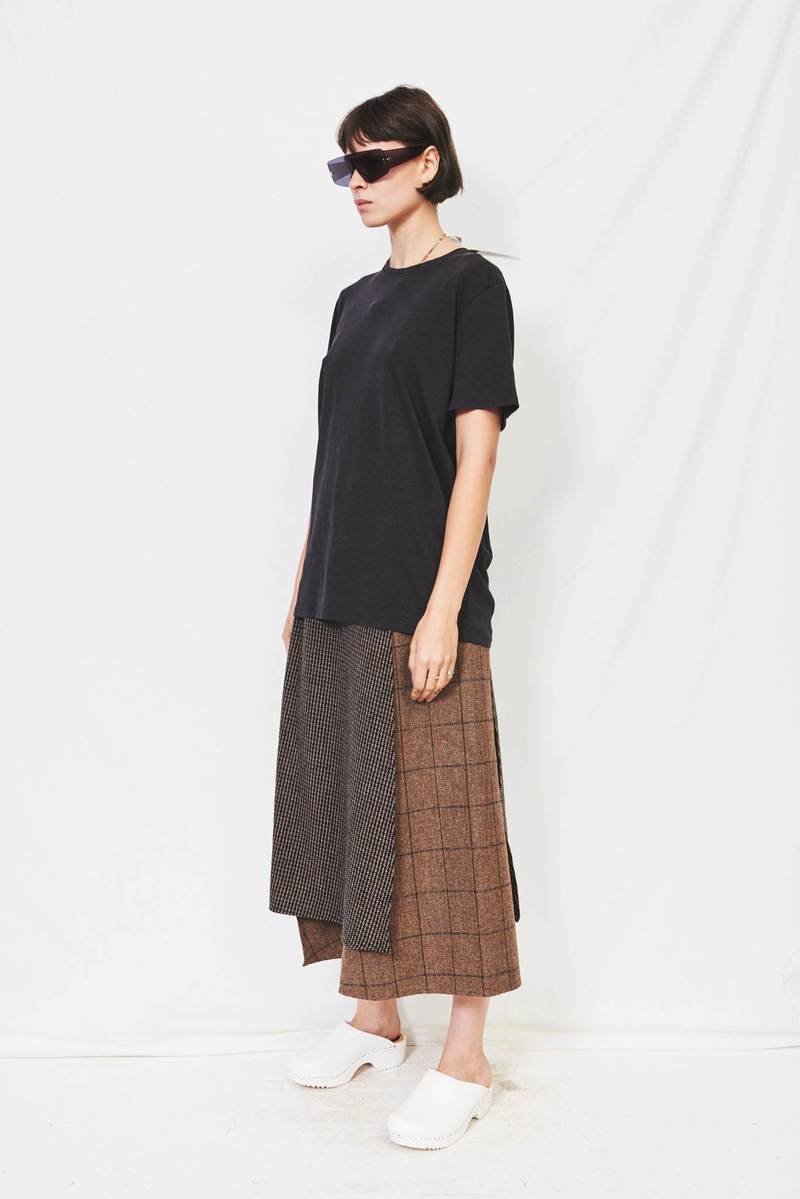 HIDDEN FOREST MARKET Check Mixed Wool Skirt