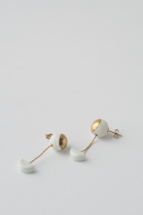 jujumade 14k Yellow Gold Pendant Halfmoon Earrings jujumade 14k Yellow Gold Pendant Halfmoon Earrings
