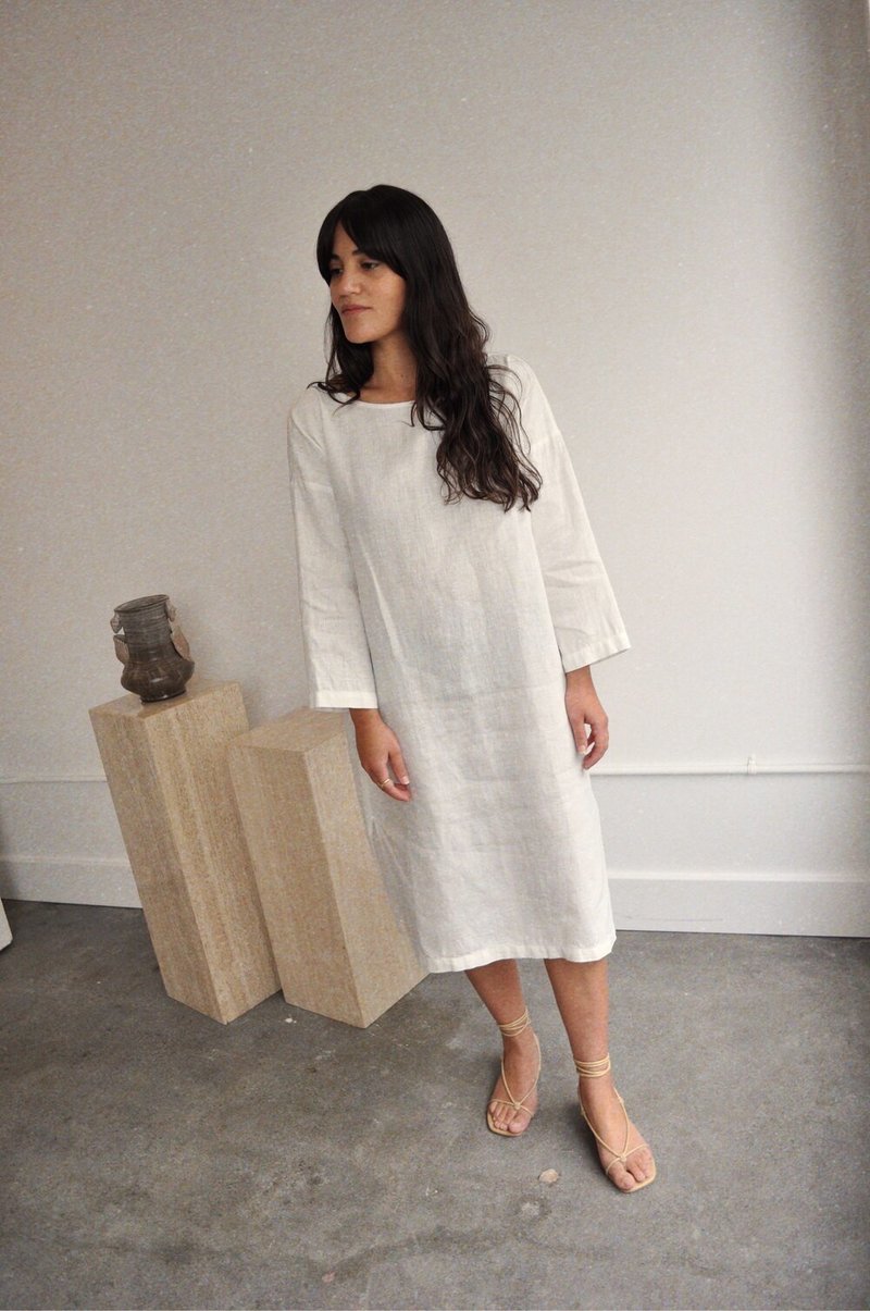Cocobolo Sleeved Tunic Dress - Ivory