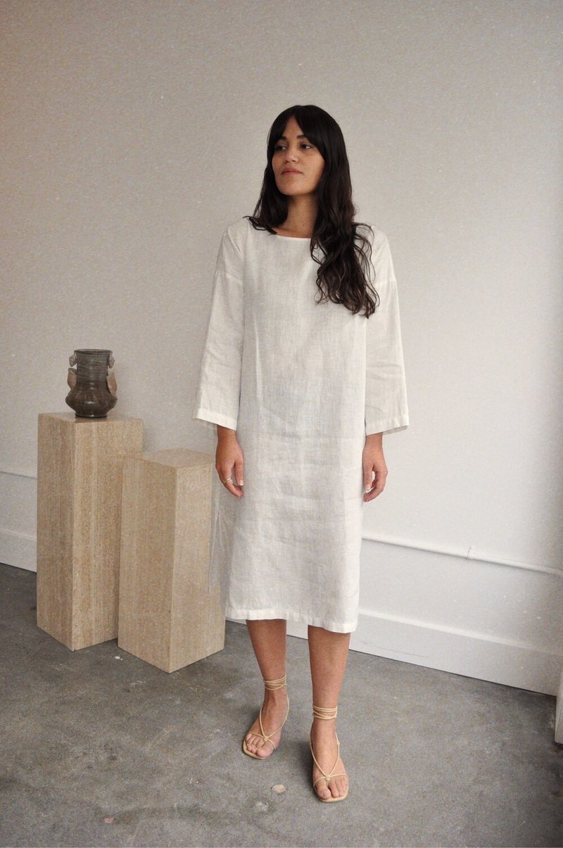 Cocobolo Sleeved Tunic Dress - Ivory