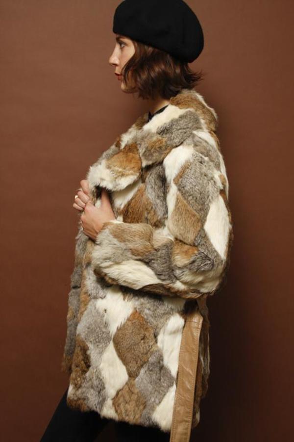 VINTAGE RABBIT FUR COAT WITH BELT Garmentory