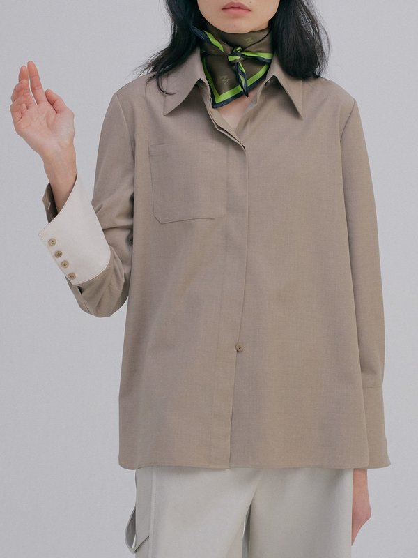 Wnderkammer Coloration Cuffs Shirt - Melange Brown Wnderkammer Coloration Cuffs Shirt - Melange Brown