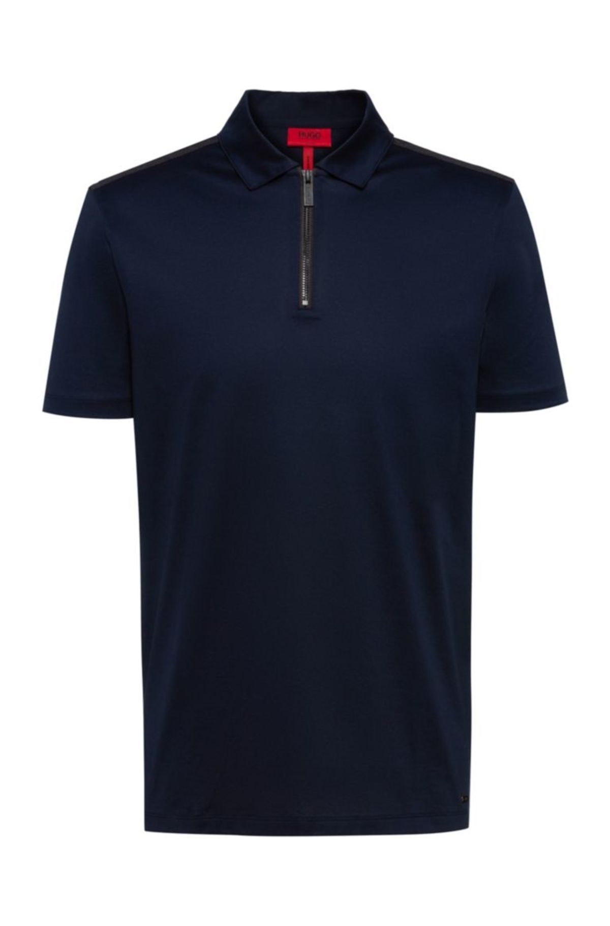 Hugo Boss Hugo Dilvio Mercerised Cotton Zip Polo - Navy | Garmentory