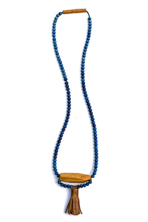 Ashwood Avenue Indigo Leather & Wood Necklace Ashwood Avenue Indigo Leather & Wood Necklace