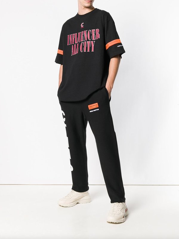 HERON PRESTON LOGO PRINTED SWEATPANTS - BLACK | Garmentory
