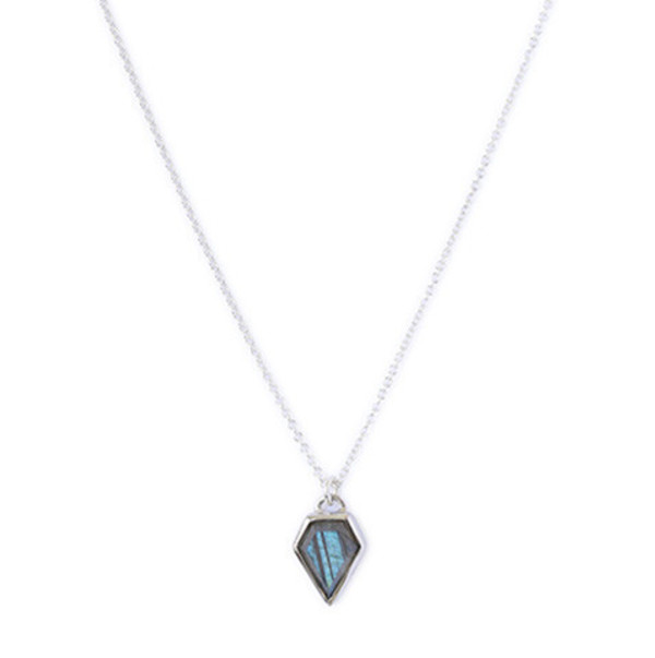 LEAH ALEXANDRA GEM NECKLACE IN SILVER LABRADORITE Garmentory