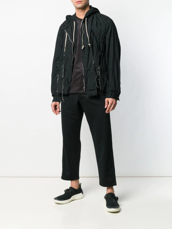 COMME DES GARÇONS HOMME PLUS HOODED DECONSTRUCTED JACKET - BLACK