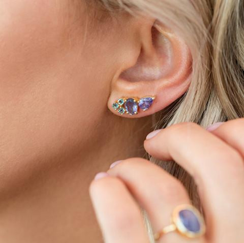 3種の美しい天然石【leah alexandra】MULTI EAR CLIMBERS Leah Alexandra Multi Ear Climbers | Garmentory