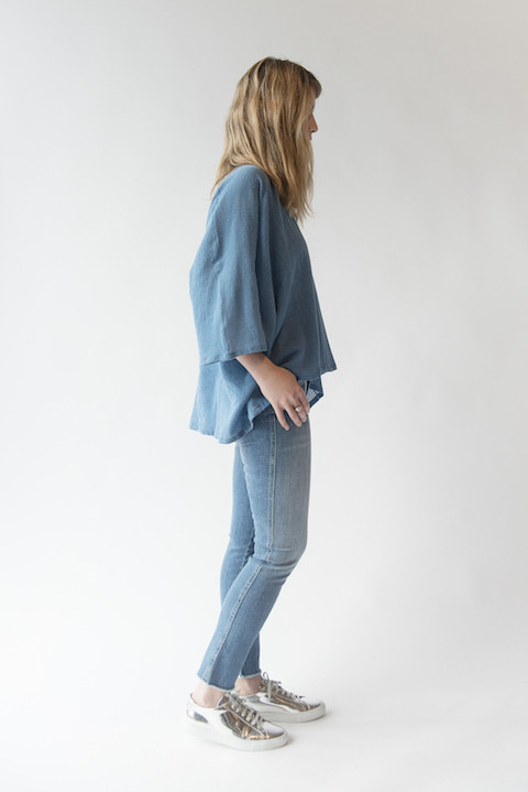 Muse Top in Indigo Cotton Gauze by Miranda Bennett Muse Top in Indigo Cotton Gauze by Miranda Bennett