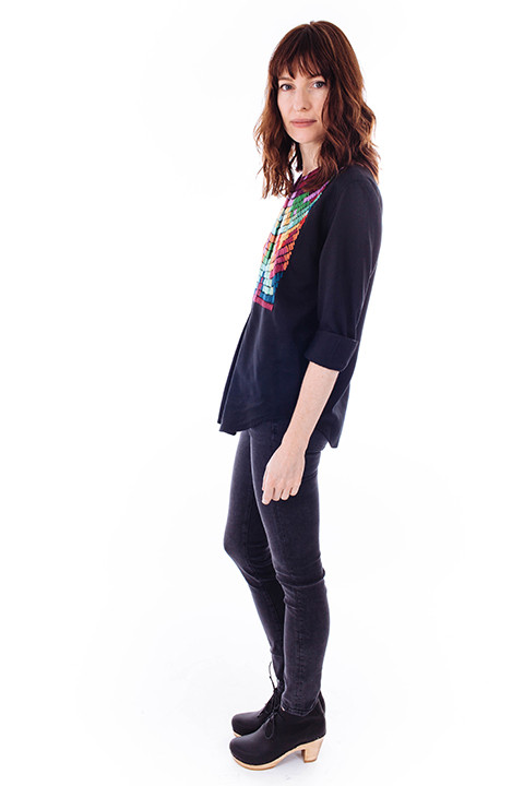 Mara Hoffman Radial Embroidered Pleat Front Blouse Mara Hoffman Radial Embroidered Pleat Front Blouse