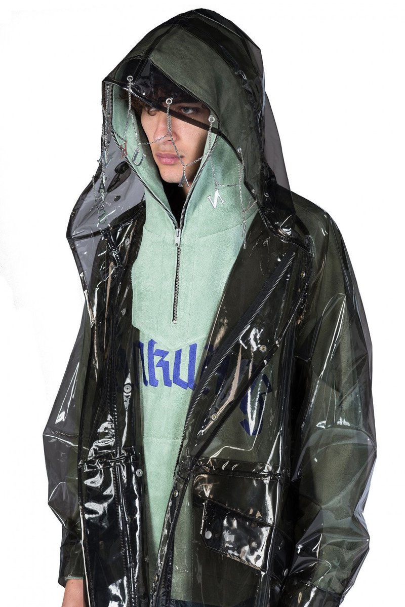 Clear Rain Jacket Men Transparent Jacket Transparent PVC Rain Coat