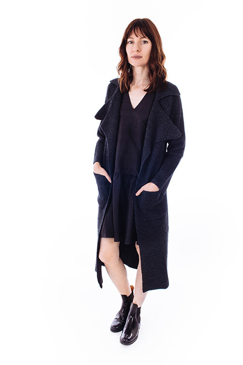 ACHRO Ribbed Sweater Coat in Charcoal ACHRO Ribbed Sweater Coat in Charcoal