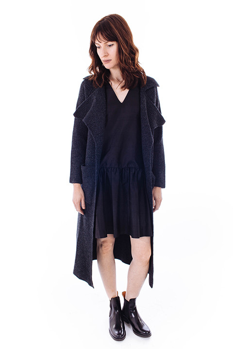 ACHRO Ribbed Sweater Coat in Charcoal ACHRO Ribbed Sweater Coat in Charcoal