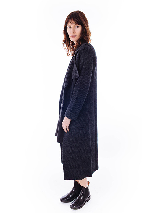 ACHRO Ribbed Sweater Coat in Charcoal ACHRO Ribbed Sweater Coat in Charcoal