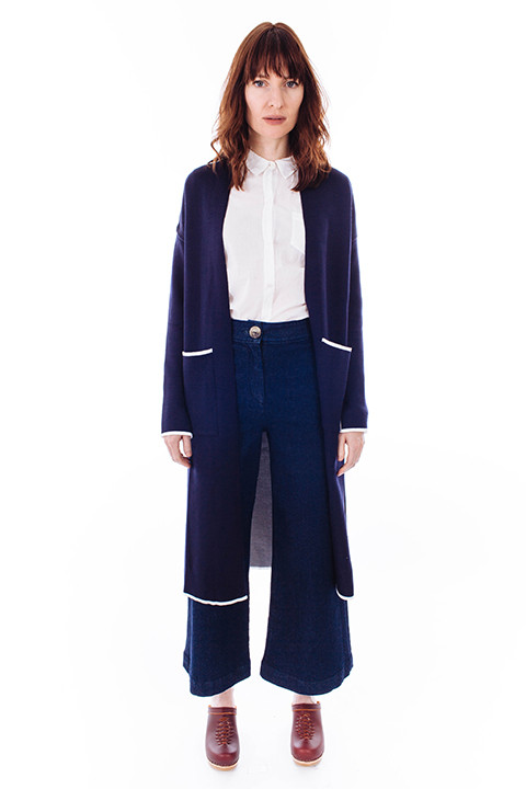 Achro Slim Long Cardigan in Navy Achro Slim Long Cardigan in Navy