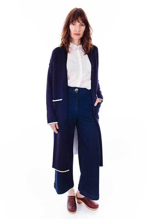 Achro Slim Long Cardigan in Navy Achro Slim Long Cardigan in Navy