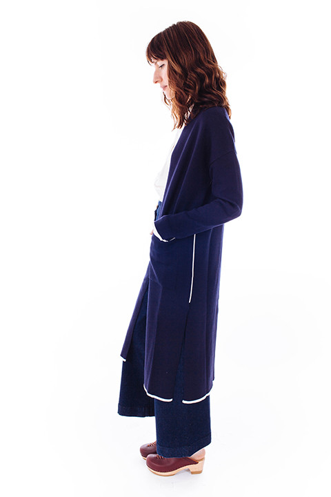 Achro Slim Long Cardigan in Navy Achro Slim Long Cardigan in Navy