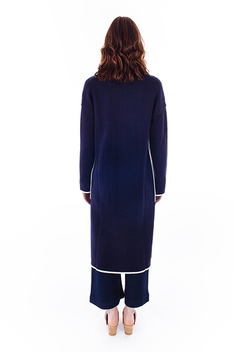 Achro Slim Long Cardigan in Navy Achro Slim Long Cardigan in Navy