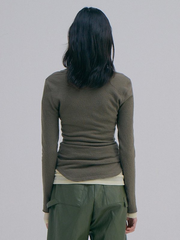 Wnderkammer Wool Square Neck Tee - Khaki Wnderkammer Wool Square Neck Tee - Khaki