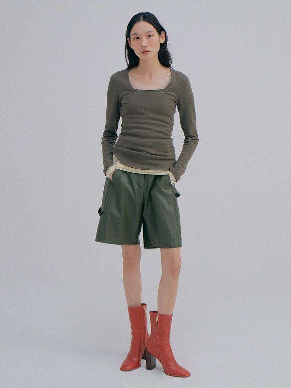 Wnderkammer Wool Square Neck Tee - Khaki Wnderkammer Wool Square Neck Tee - Khaki