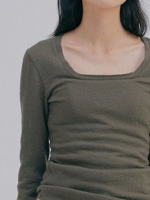 Wnderkammer Wool Square Neck Tee - Khaki Wnderkammer Wool Square Neck Tee - Khaki