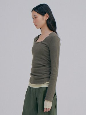 Wnderkammer Wool Square Neck Tee - Khaki Wnderkammer Wool Square Neck Tee - Khaki