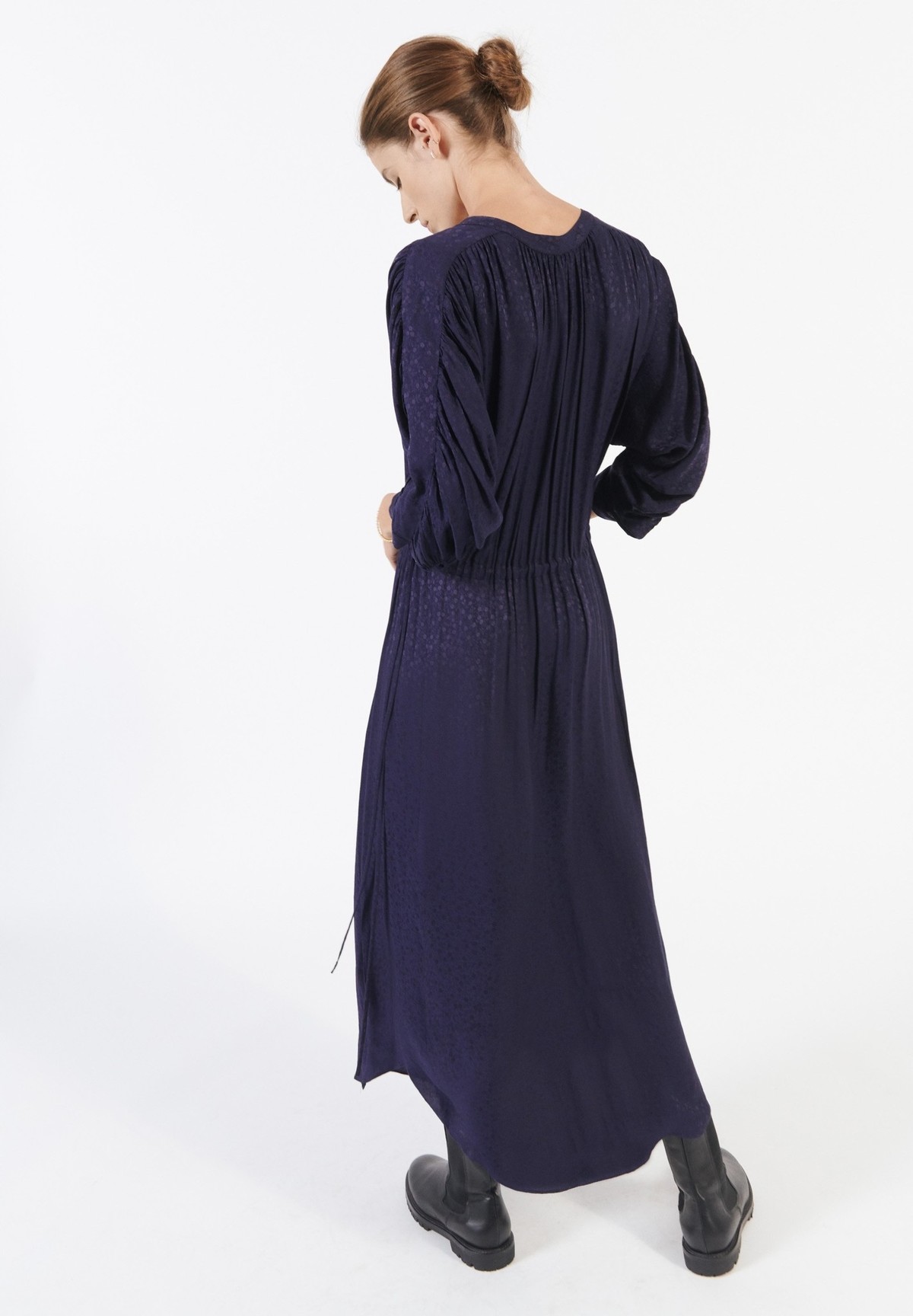 Masscob Linn Navy Silk Blend Floaty Dress - Navy - Image 3 of 3