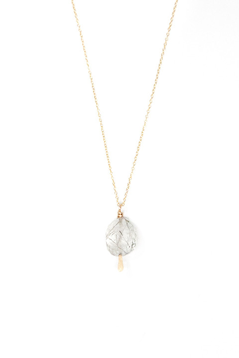 Tourmalated Quartz Drop Necklace by Mary MacGill Tourmalated Quartz Drop Necklace by Mary MacGill