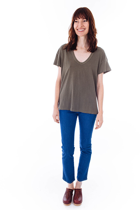 The Great U-Neck Tee in Moss The Great U-Neck Tee in Moss