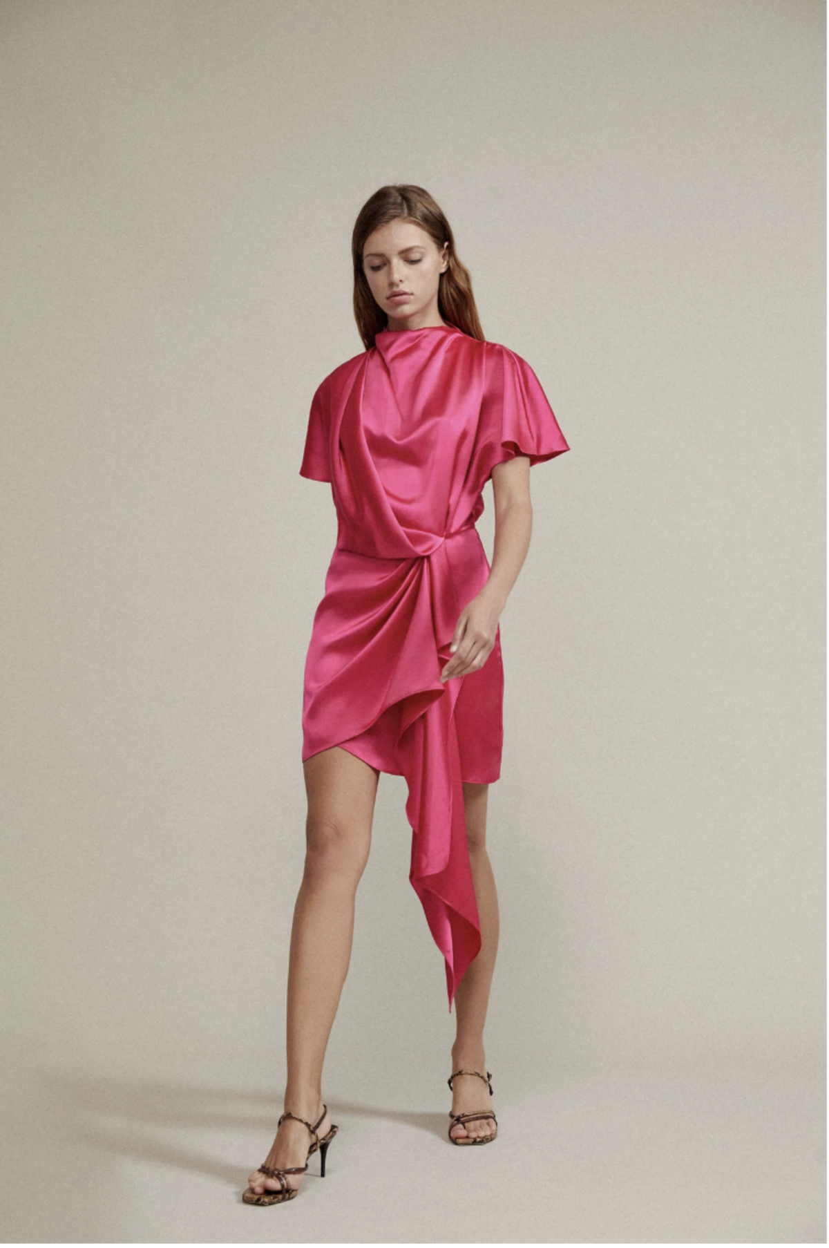 acler lochner satin draped dress acler LOCHNER DRESS - Fuschia
