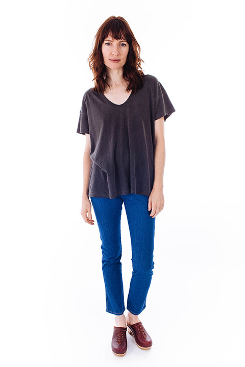 The Great U-Neck Tee in Washed Black The Great U-Neck Tee in Washed Black