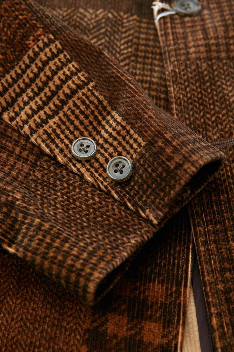 Beams Plus 3B Corduroy Patchwork Print Jacket - Brown