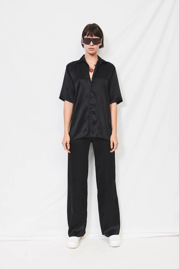 Assembly Satin Camp Shirt - Black Assembly Satin Camp Shirt - Black