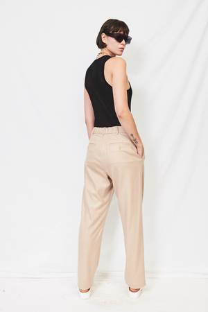 Unisex Assembly Wool Flat Front Pant - Cream Unisex Assembly Wool Flat Front Pant - Cream
