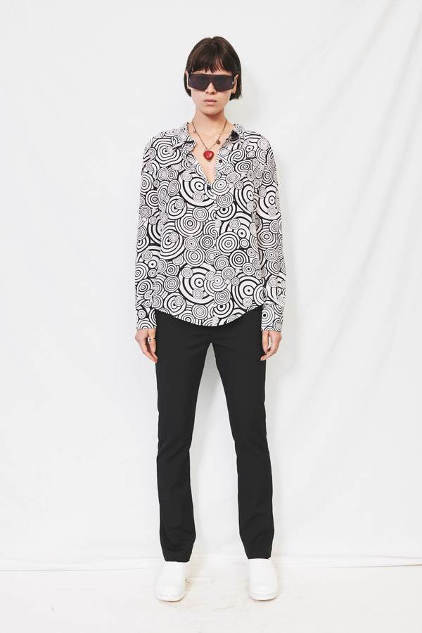 Assembly Circles Reverse Button Blouse - White Assembly Circles Reverse Button Blouse - White