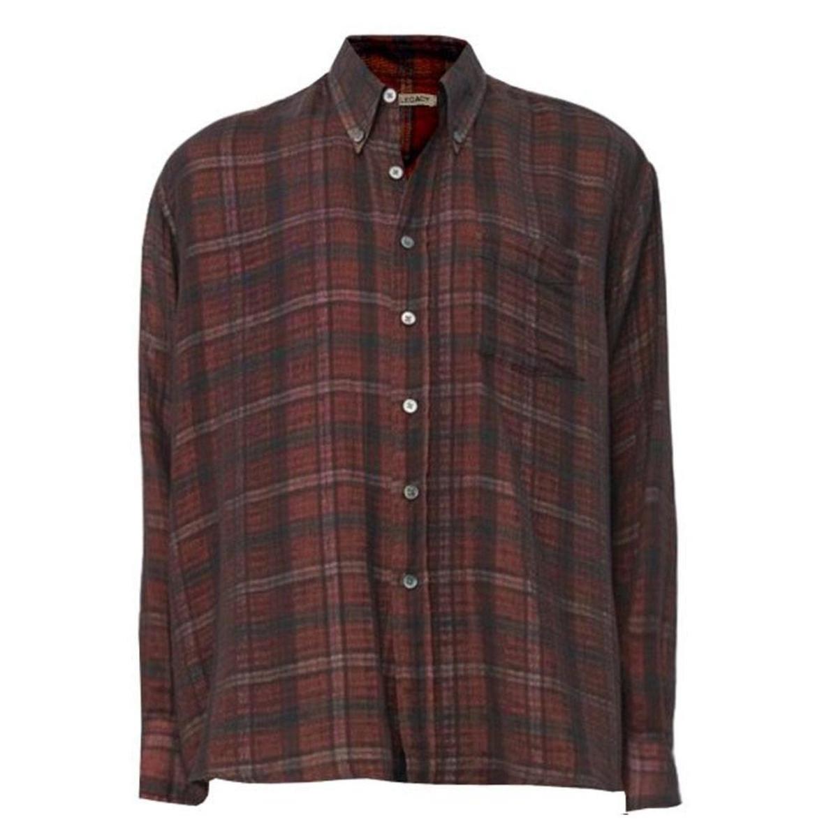 Our Legacy Borrowed Button Down Shirt - Orange / Green Check