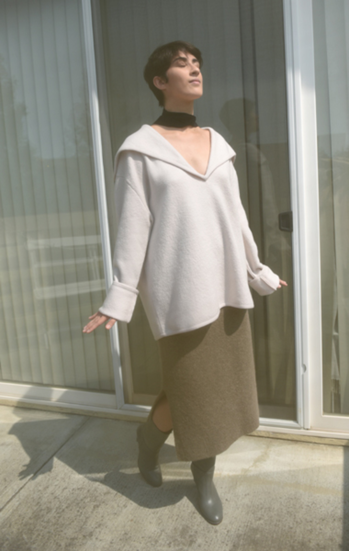 Cristaseya Felted Wool Sailor Pullover, Lilac | Garmentory Cristaseya Felted Wool Sailor Pullover, Lilac | Garmentory