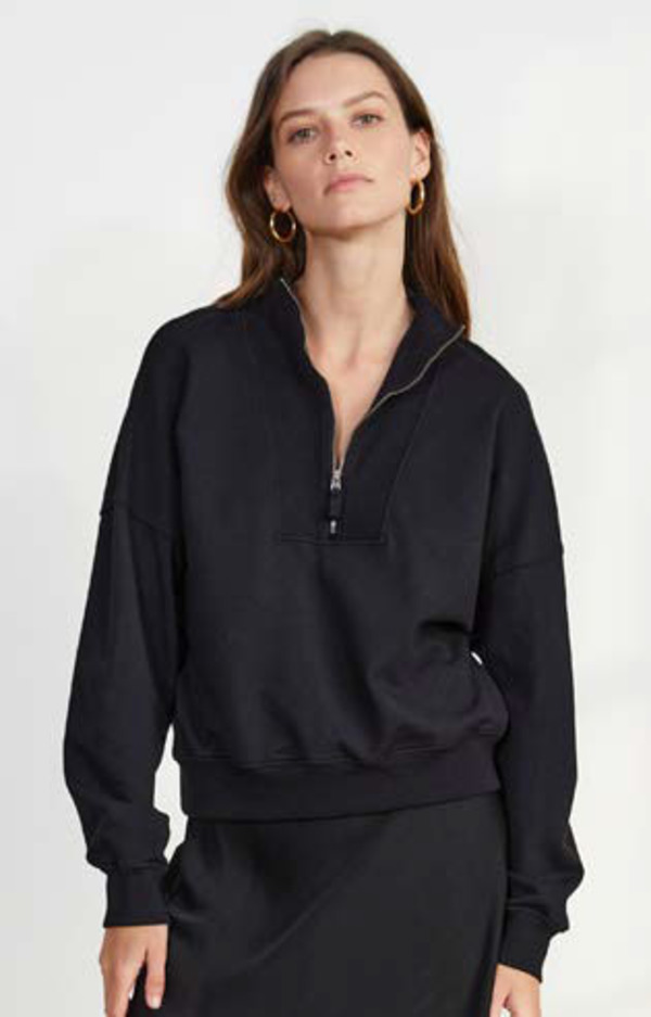 mock neck zip sweatshirt